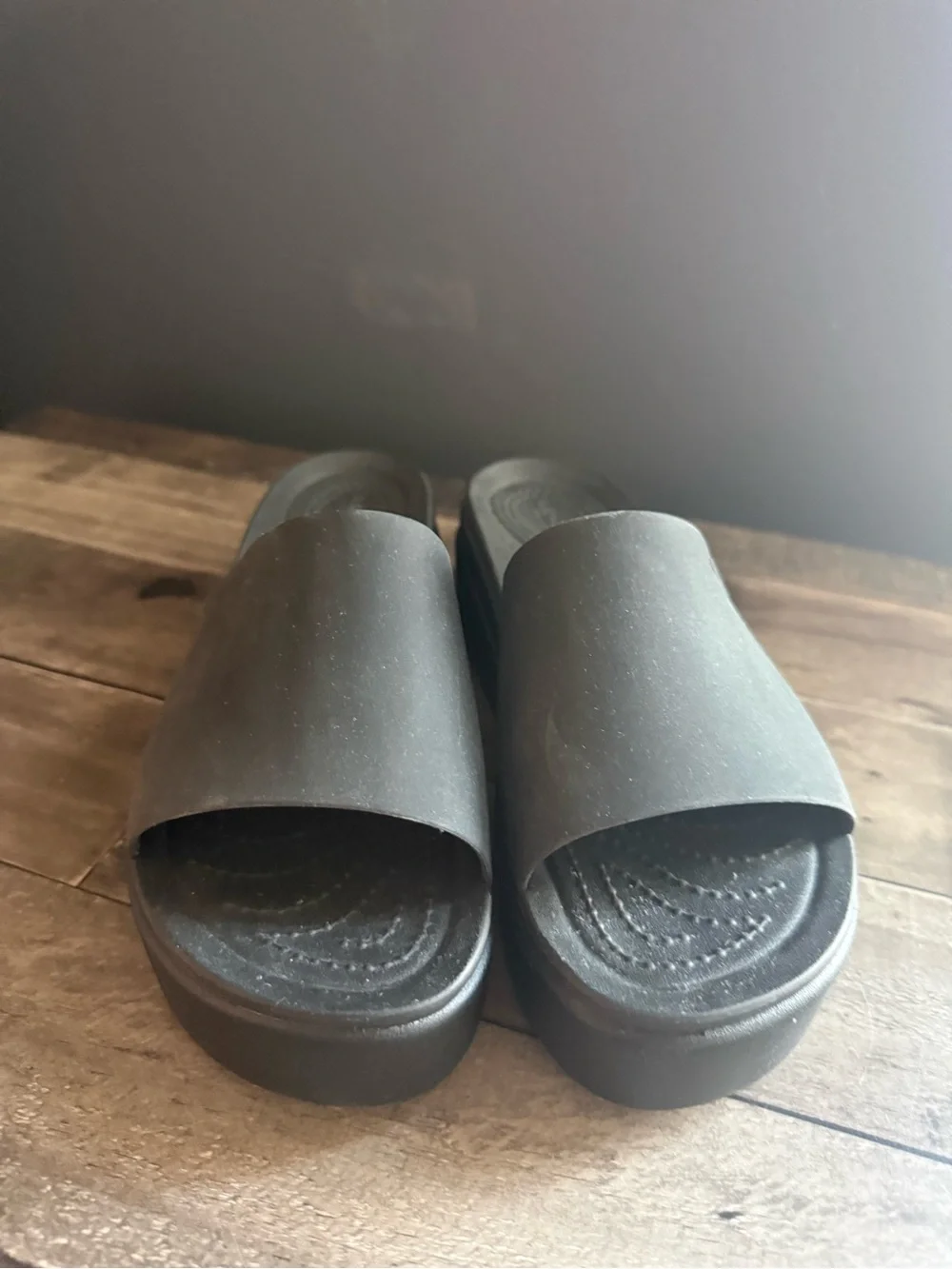CROCS Women's Black Slide Wedge Sandals never worn